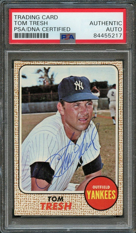 1969 TOPPS #212 TOM TRESH Signed Card PSA Slabbed Auto Yankees