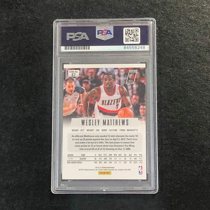 2012-13 Panini Prizm #67 Wesley Matthews Signed Card AUTO PSA Slabbed Trailblaze