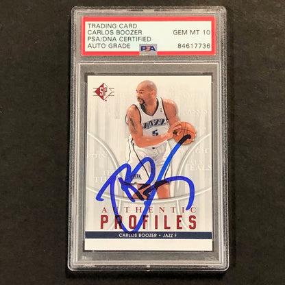 2008-09 SP Authentic Profiles #AP18 Carlos Boozer Signed Card AUTO 10 PSA Slabbe