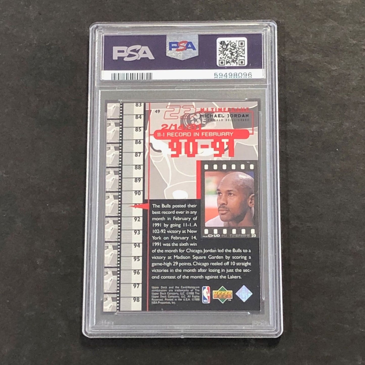 1998 UD MJ Living Leg #49 Michael Jordan PSA 8 NM-MT Bulls