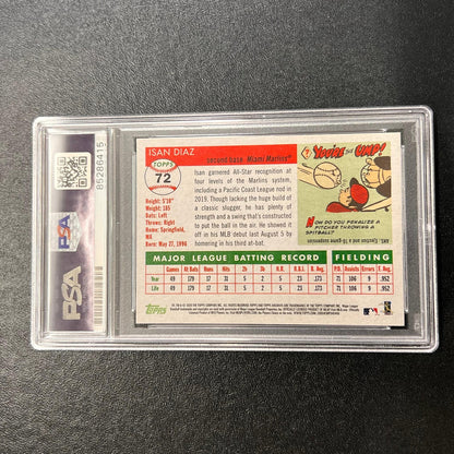 2020 Topps RC #72 Isan Diaz Signed Card PSA/DNA Authenticated Slabbed AUTO Marli