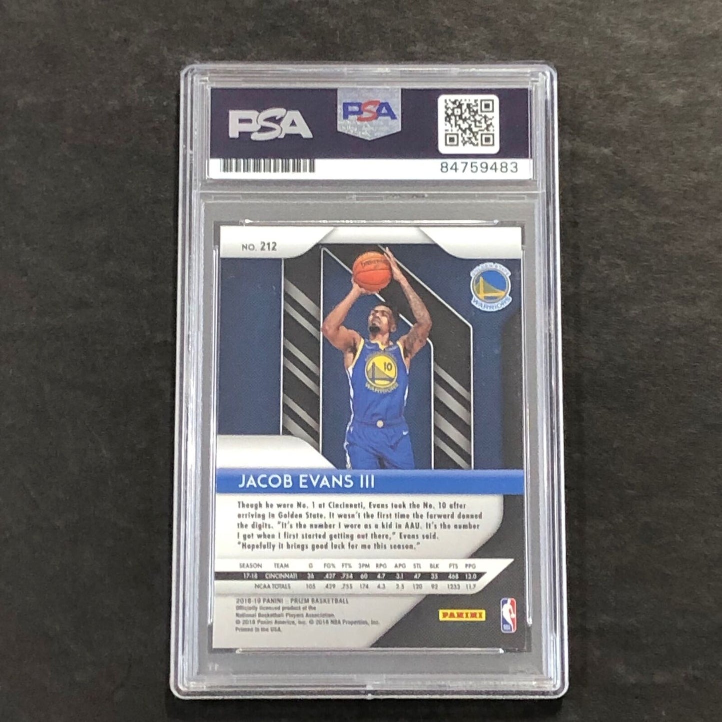 2018-19 Panini Prizm #212 Jacob Evans Signed Rookie Card AUTO PSA Slabbed RC War
