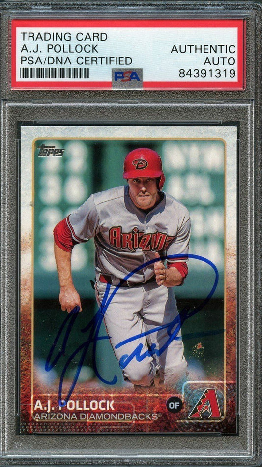 2015 Topps Series 2 #572 AJ Pollock Signed Card PSA/DNA Slabbed AUTO Diamondback