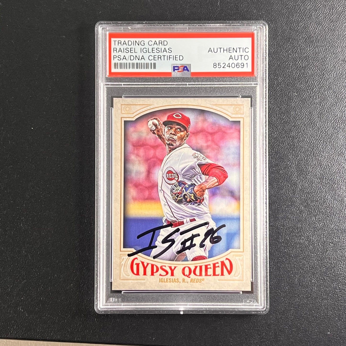 2016 Topps Gyspy Queen #193 Raisel Iglesias Signed Card PSA Slabbed Auto Reds