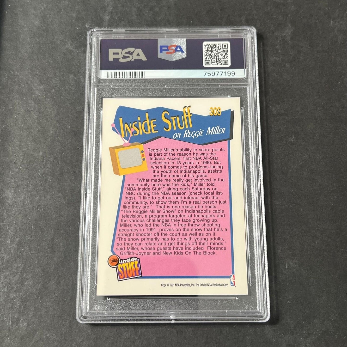 1991 NBA Hoops Inside Stuff #303 Reggie Miller Signed Card AUTO PSA Slabbed Pace