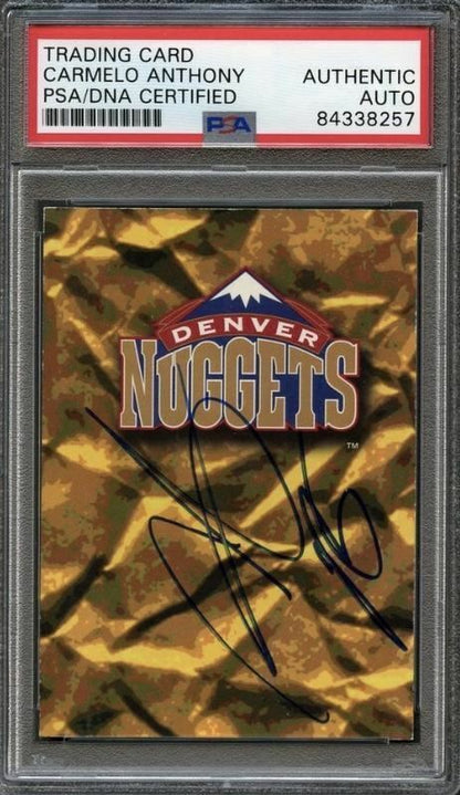 1995 Skybox Question #7 Carmelo Anthony Signed Card AUTO PSA Slabbed Nuggets