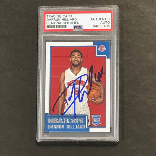 2015-16 NBA Hoops #297 Darrun Hilliard Signed Card AUTO PSA Slabbed RC Pistons