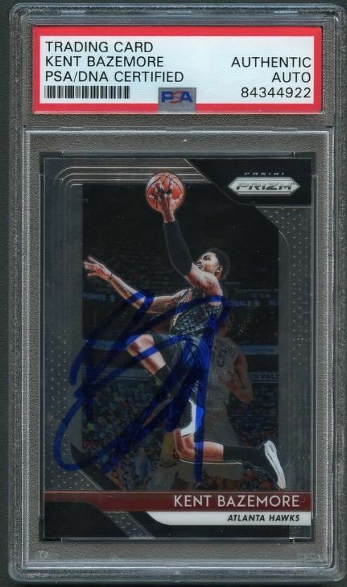 2018-19 PANINI PRIZM #11 Kent Bazemore Signed Card AUTO PSA Slabbed Hawks