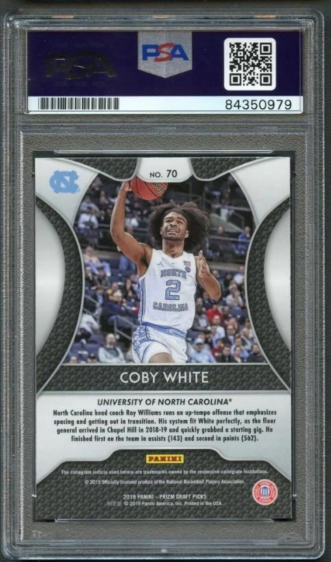 2019 PRIZM DRAFT PICKS #70 Coby White Signed Card AUTO PSA Slabbed Heat RC