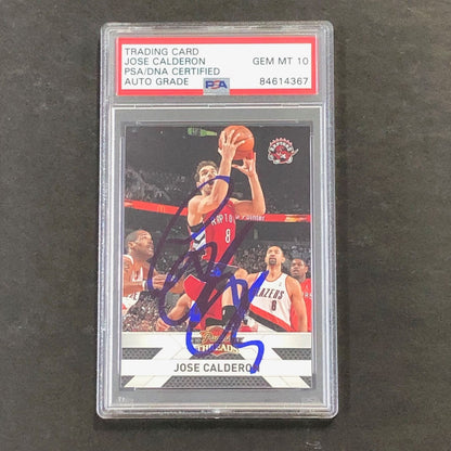 2010-11 Panini Threads #80 Jose Calderon Signed Card AUTO 10 PSA Slabbed Raptors