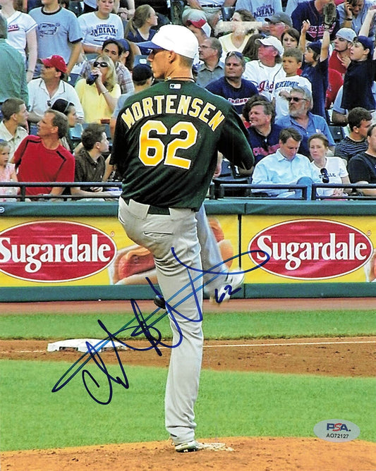 Clayton Mortensen signed 8x10 photo PSA/DNA Oakland Athletics Autographed