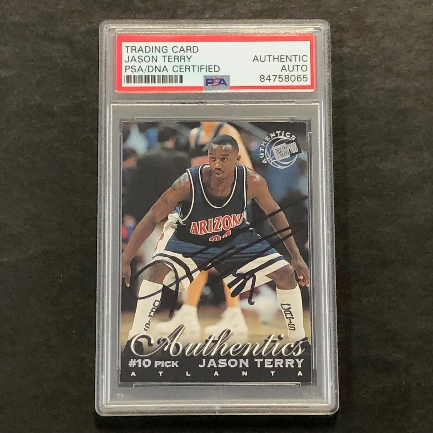 1999 Press Pass #9 Jason Terry Signed Card AUTO PSA Slabbed Hawks