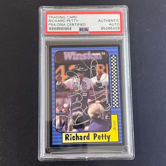 1991 MAXX Memorable Moment #43 Richard Petty Signed Card AUTO PSA Slabbed Nascar