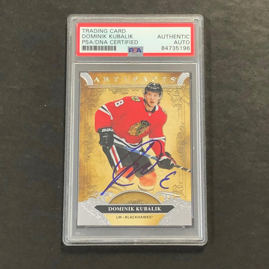 2020-21 Upper Deck Artifacts #41 Dominik Kubalik Signed Card AUTO PSA slabbed Bl