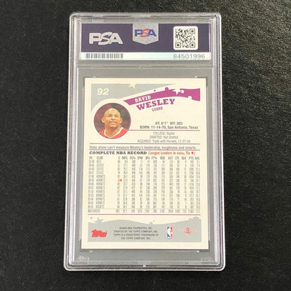 2005 Topps #92 David Wesley Signed Card AUTO PSA Slabbed Rockets