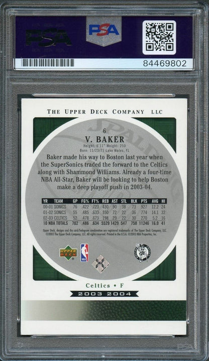 2003-04 Upper Deck Standing O #6 Vin Baker Signed Card AUTO PSA/DNA Slabbed Celt