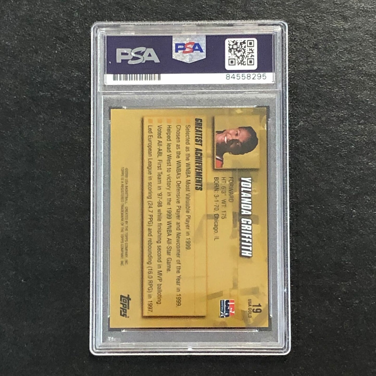 2000 Topps Team USA Basketball #19 Yolanda Griffith Signed Card AUTO PSA Slabbed