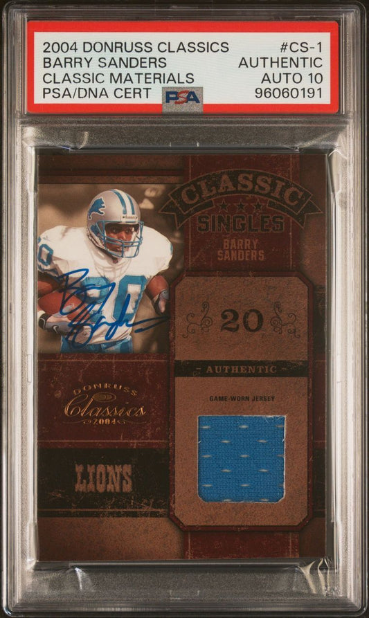 2004 Donruss Classics Classic Materials #CS-1 Barry Sanders Signed Card PSA Auth