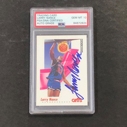 1991 Skybox #52 Larry Nance Signed Card AUTO 10 PSA Slabbed Cavaliers