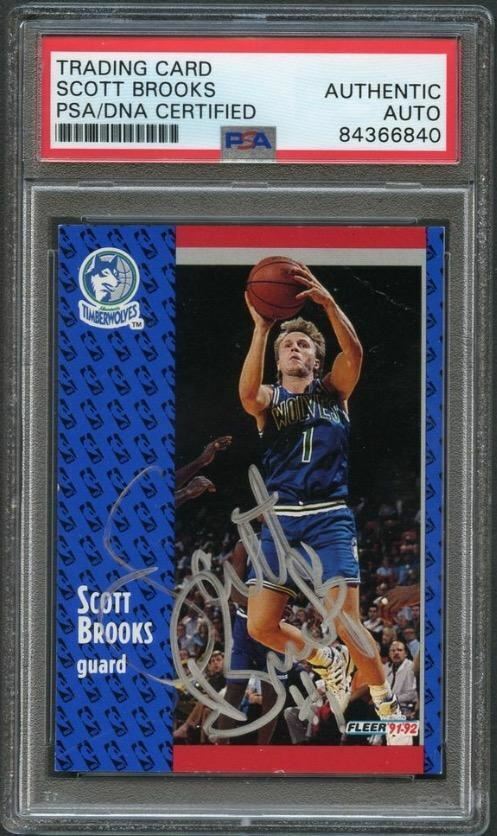 1991-92 Fleer Basketball #318 Scott Brooks Signed Card AUTO PSA Slabbed Timberwo