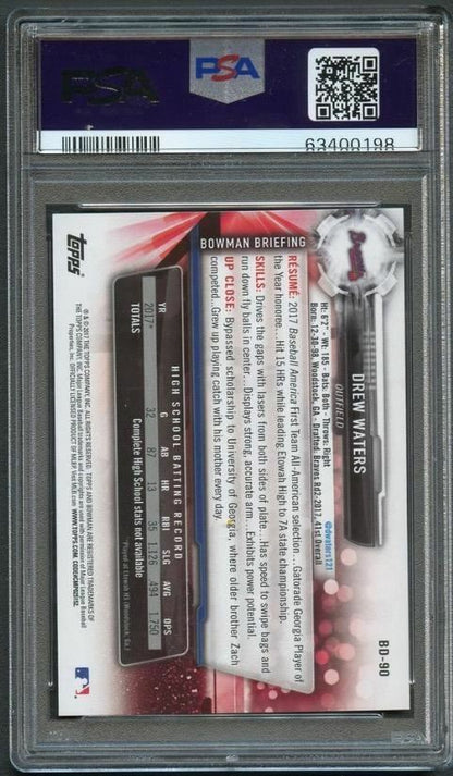 2017 Bowman Draft #BD-90 Drew Waters Signed Card PSA Slabbed Auto Braves