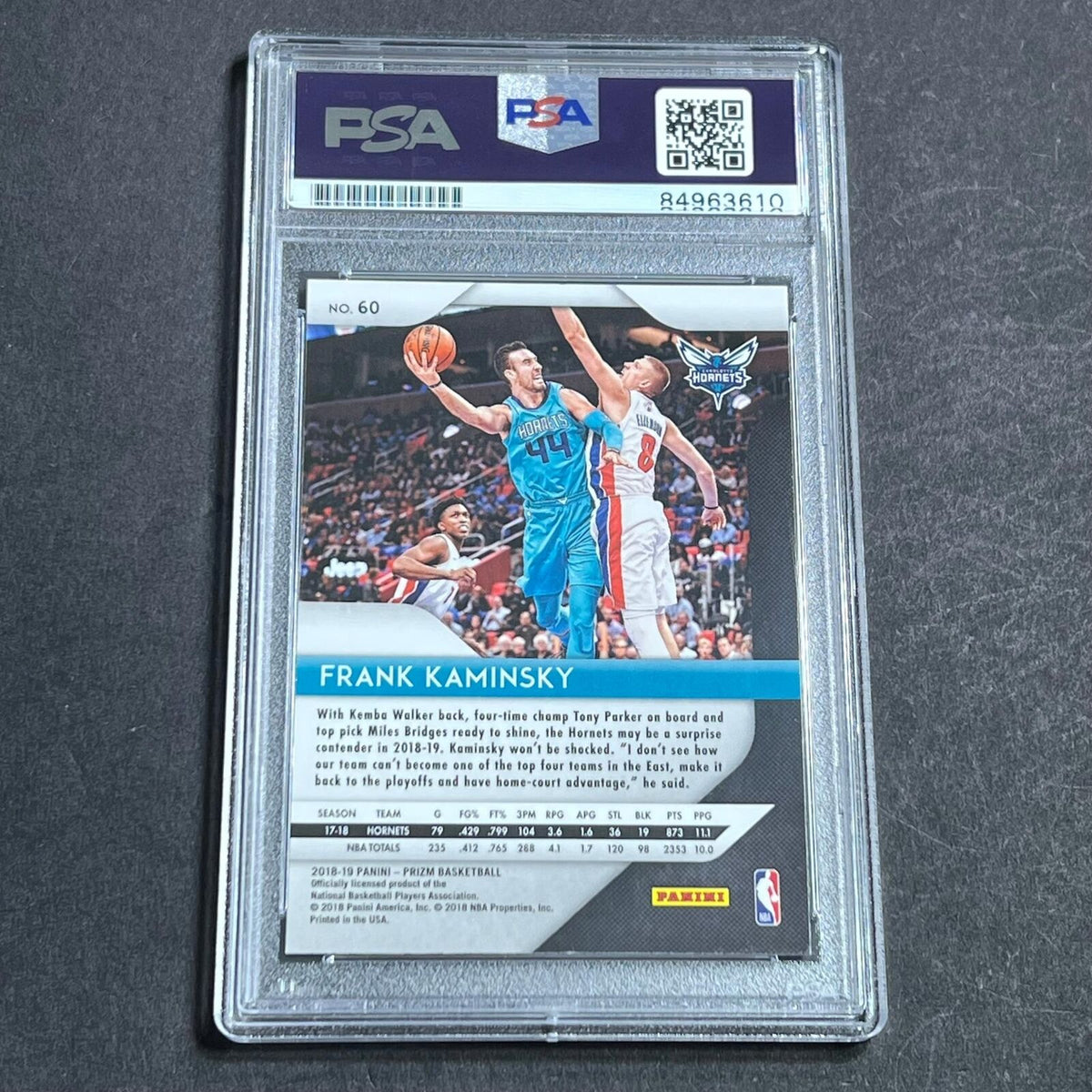 2018-19 Panini Prizm Silver #60 Frank Kaminsky Signed Card AUTO PSA Slabbed Horn