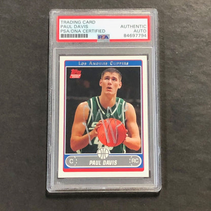 2005-06 Topps Rookie Card #244 Paul Davis Signed Card PSA Slabbed Clippers