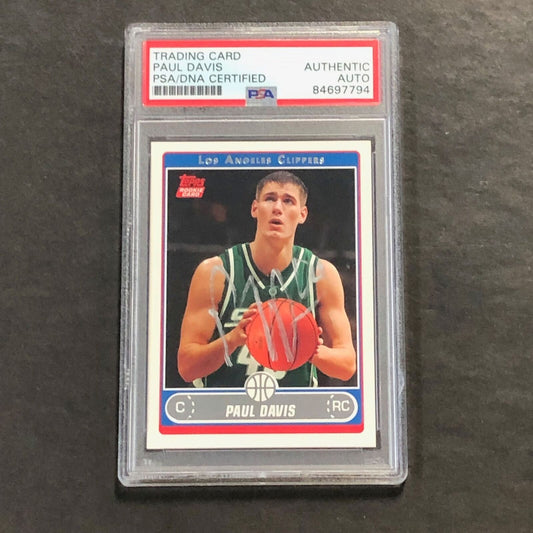2005-06 Topps Rookie Card #244 Paul Davis Signed Card PSA Slabbed Clippers