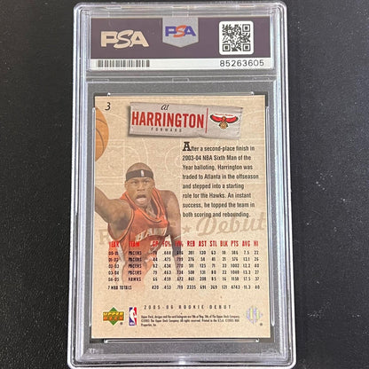 2005-06 Upper Deck #3 Al Harrington Signed Card AUTO PSA Slabbed Hawks