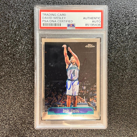 1999-2000 Topps Chrome #45 David Wesley Signed Card AUTO PSA/DNA Slabbed Hornets