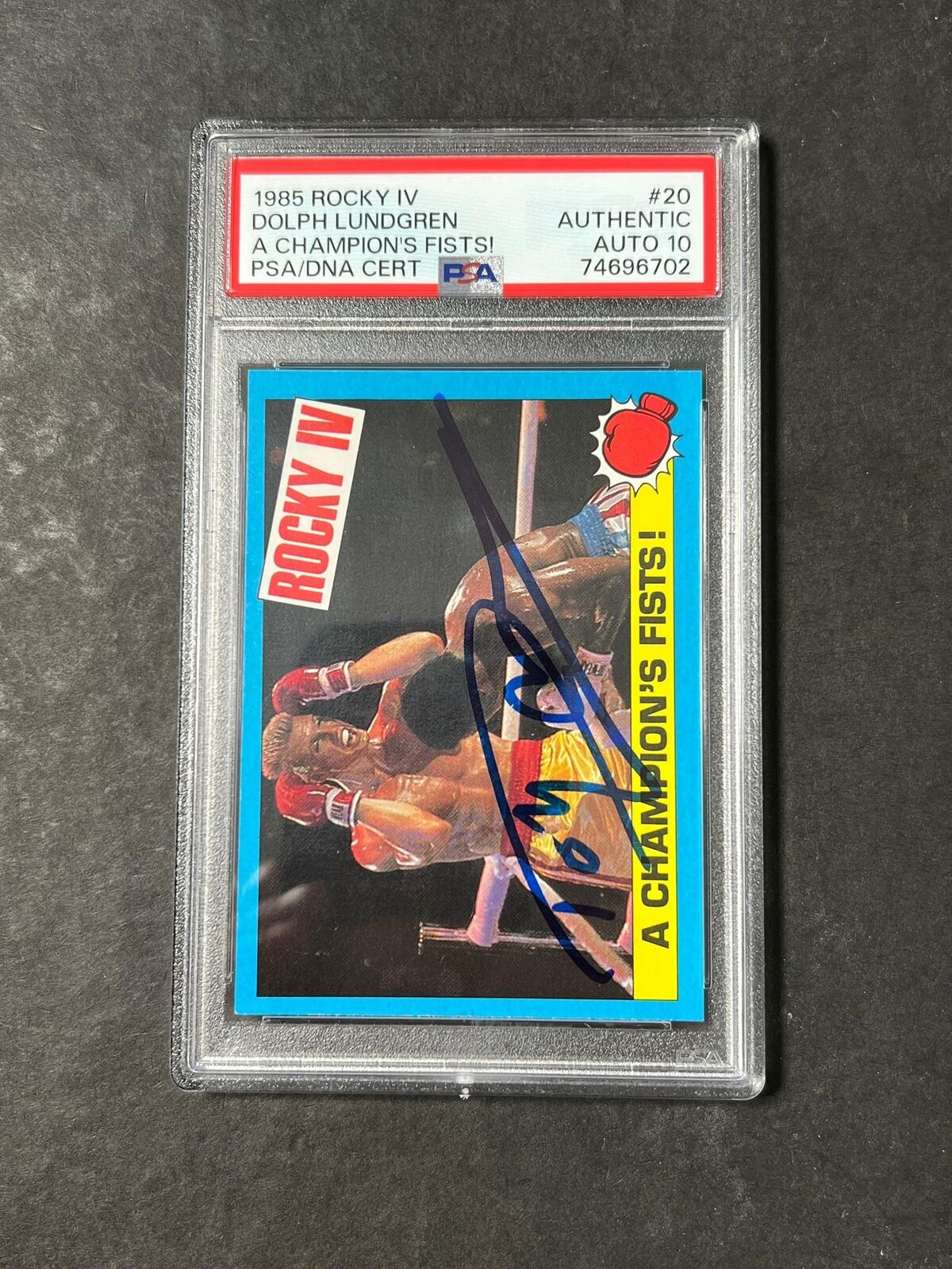 1985 Topps Rocky IV #20 Signed Card Dolph Lundgren PSA Auto 10 Ivan Drago