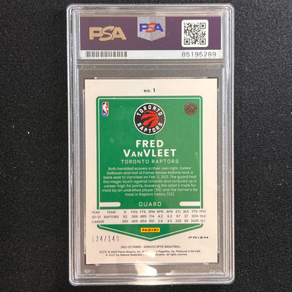 2021-22 Panini Donruss Optic #1 Fred VanVleet Signed Card AUTO PSA Slabbed Rapto