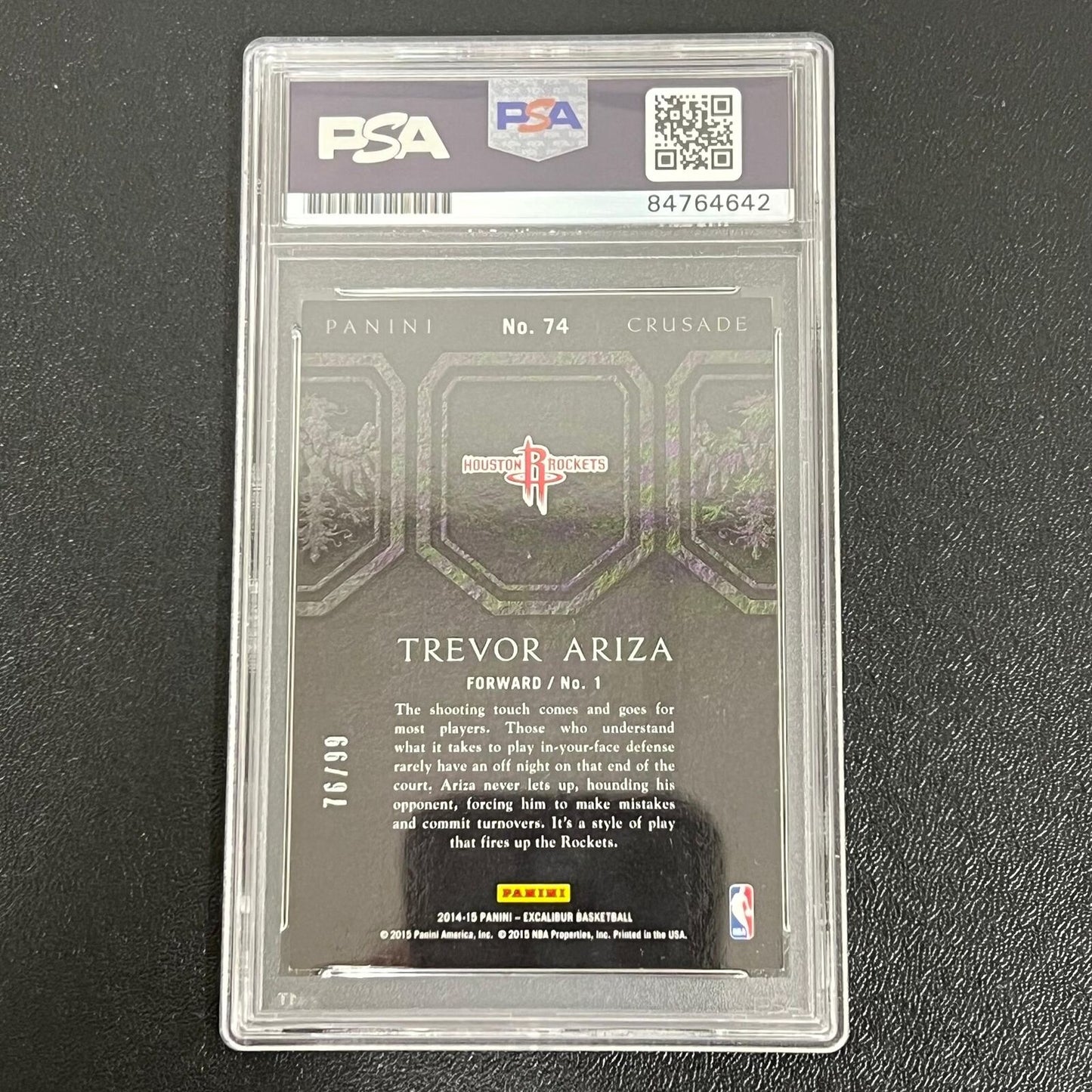 2014-15 Panini Crusade #74 Trevor Ariza Signed Card PSA 76/99 Slabbed Rockets