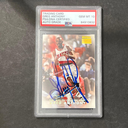 1998 Skybox #165 Greg Anthony Signed Card AUTO 10 PSA/DNA Slabbed Blazers