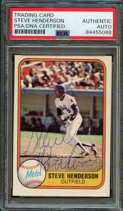 1981 Fleer #321 Steve Henderson Signed Card PSA Slabbed Auto Mets