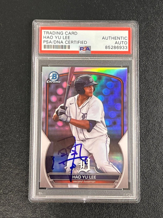 2023 Bowman Chrome #BDC-24 Hao Yu Lee Signed Card PSA/DNA Authenticated Slabbed