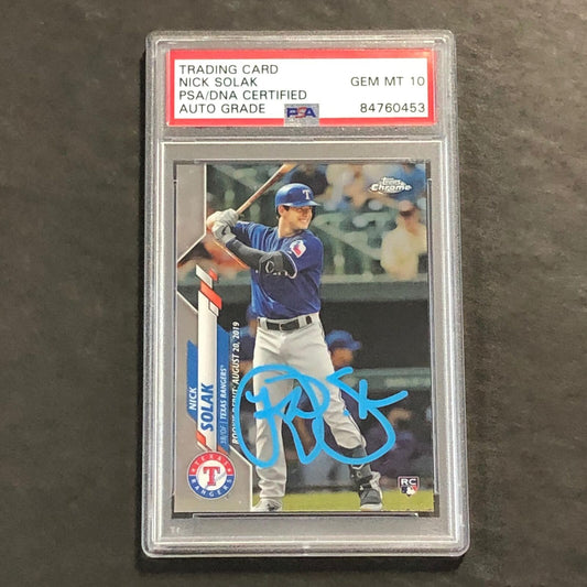 2020 Topps Chrome #U-60 Nick Solak Signed Card AUTO 10 PSA Slabbed Rangers