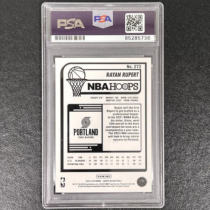 2023-24 Panini Hoops #273 Rayan Rupert Signed Card AUTO PSA Slabbed RC Trail Bla