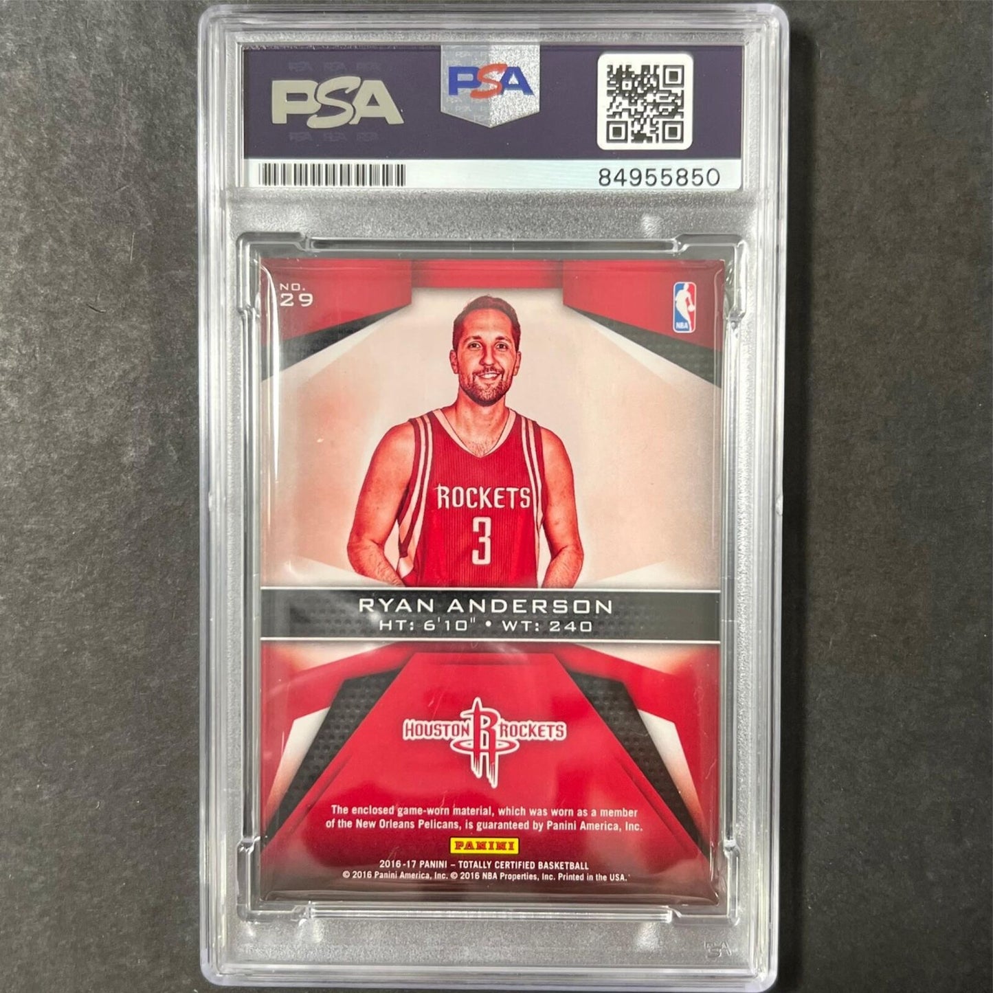 2016-17 Panini Totally Certified #29 Ryan Anderson Signed Card AUTO PSA Slabbed