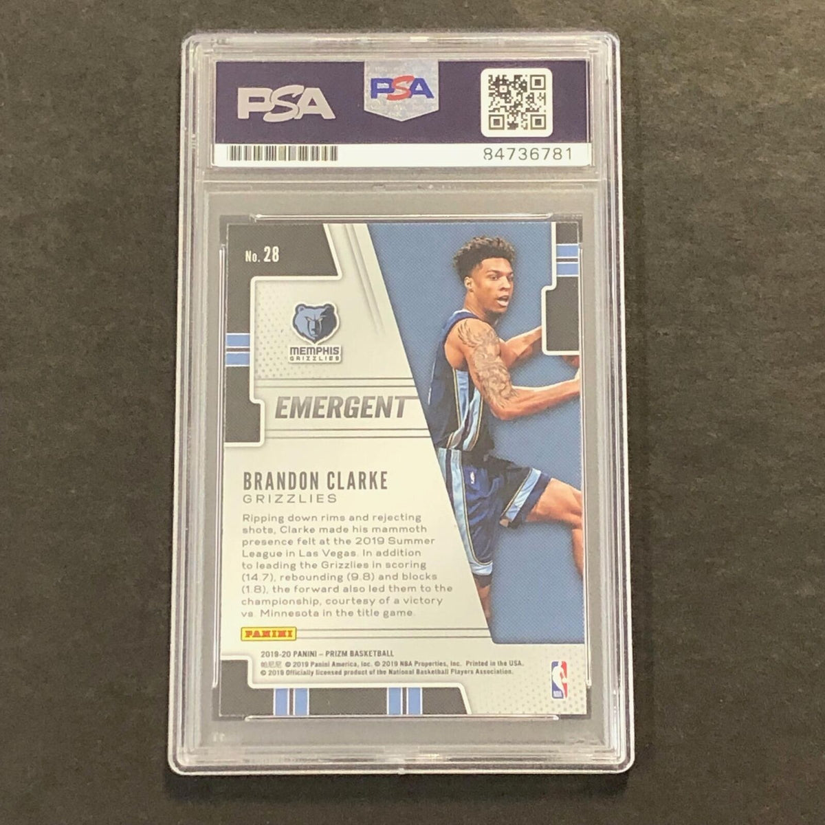 2019-20 Panini Prizm Emergent #28 Brandon Clarke Signed Card AUTO PSA Slabbed RC