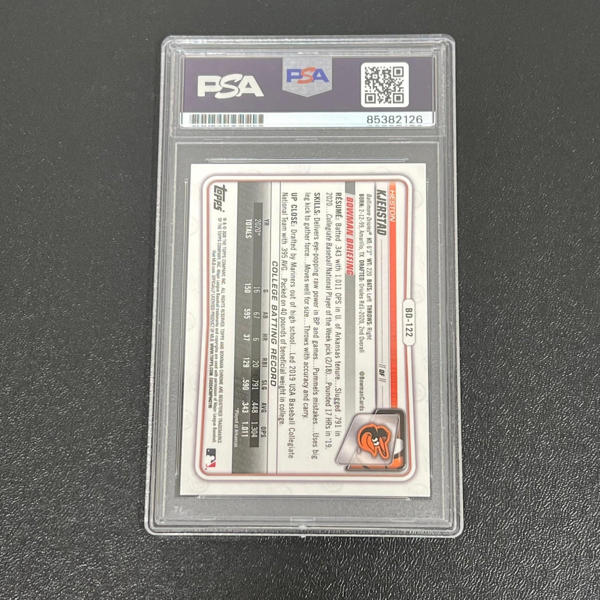 2020 Topps Chrome #BD-122 Heston Kjerstad Signed Card AUTO PSA Slabbed Baltimore