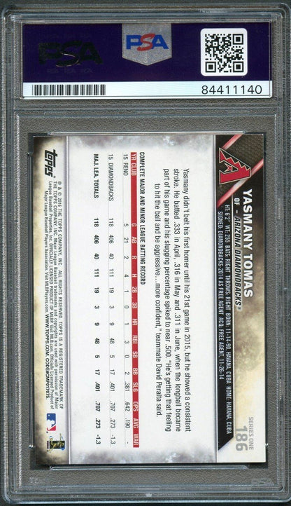 2016 Topps #186 Yasmany Tomas Signed Card PSA Slabbed Auto Grade 10 Dbacks