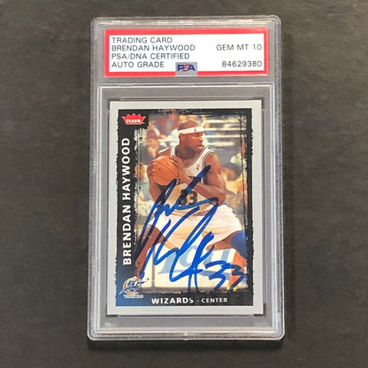 2008-09 FLEER #31 Brendan Haywood Signed Card AUTO GRADE 10 PSA Slabbed Wizards
