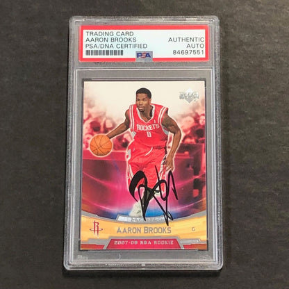 2007-08 Upper Deck Basketball #4 Aaron Brooks Signed Card AUTO PSA Slabbed RC Ro