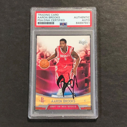 2007-08 Upper Deck Basketball #4 Aaron Brooks Signed Card AUTO PSA Slabbed RC Ro