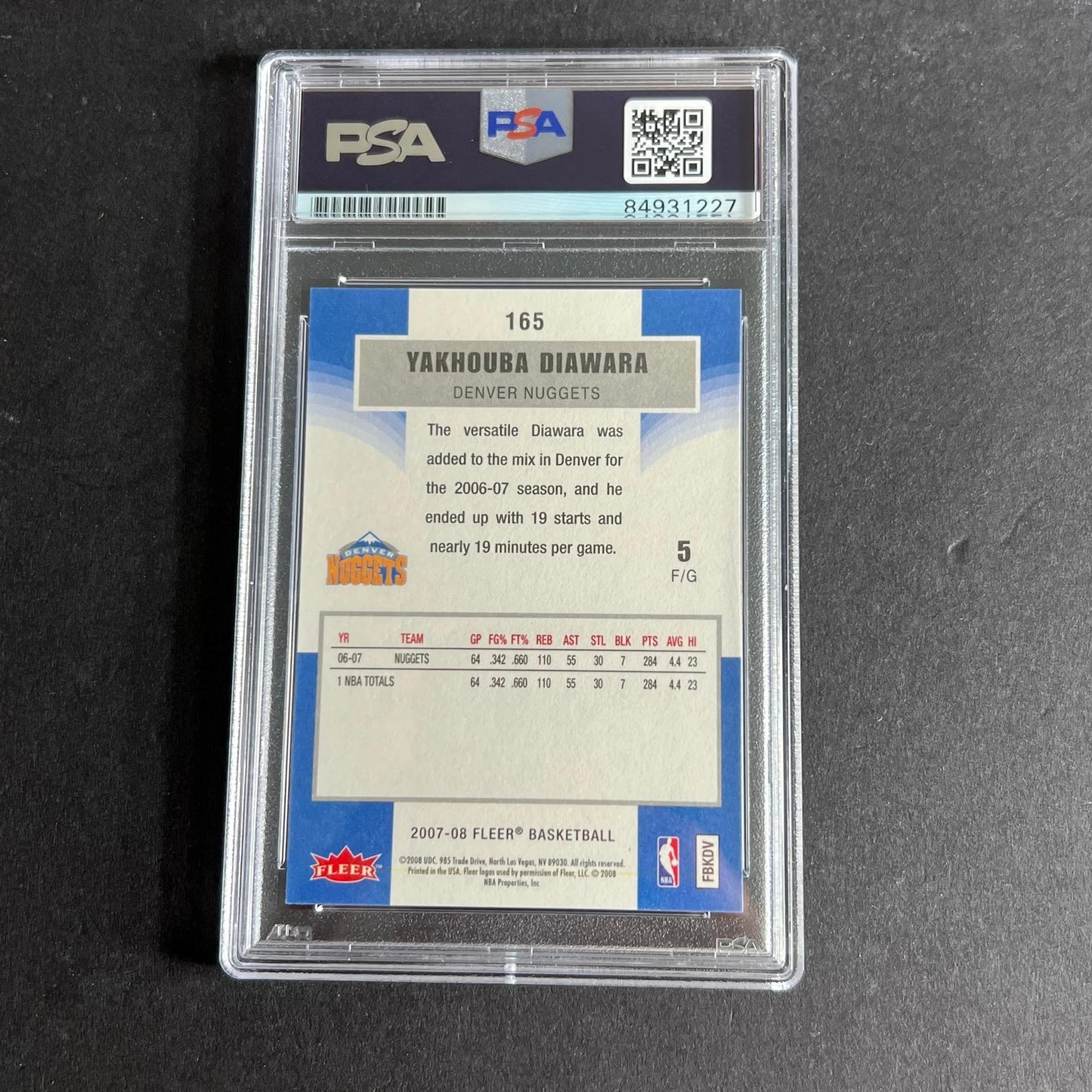 2007-08 Fleer Basketball #165 Yakhouba Diawara Signed Card AUTO PSA Slabbed Nugg