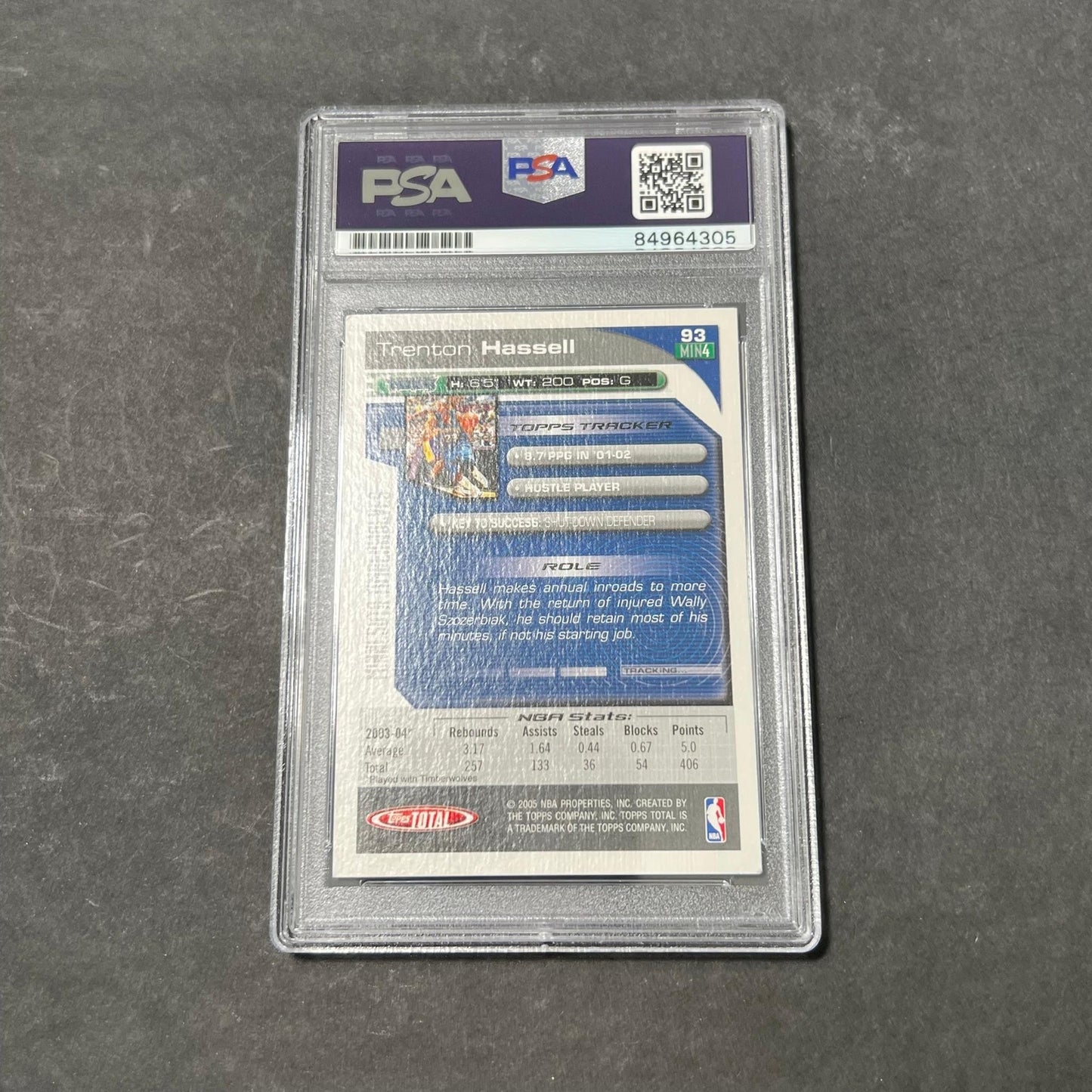 2004-05 Topps Total #93 Trenton Hassell Signed Card AUTO PSA Slabbed Minnesota T