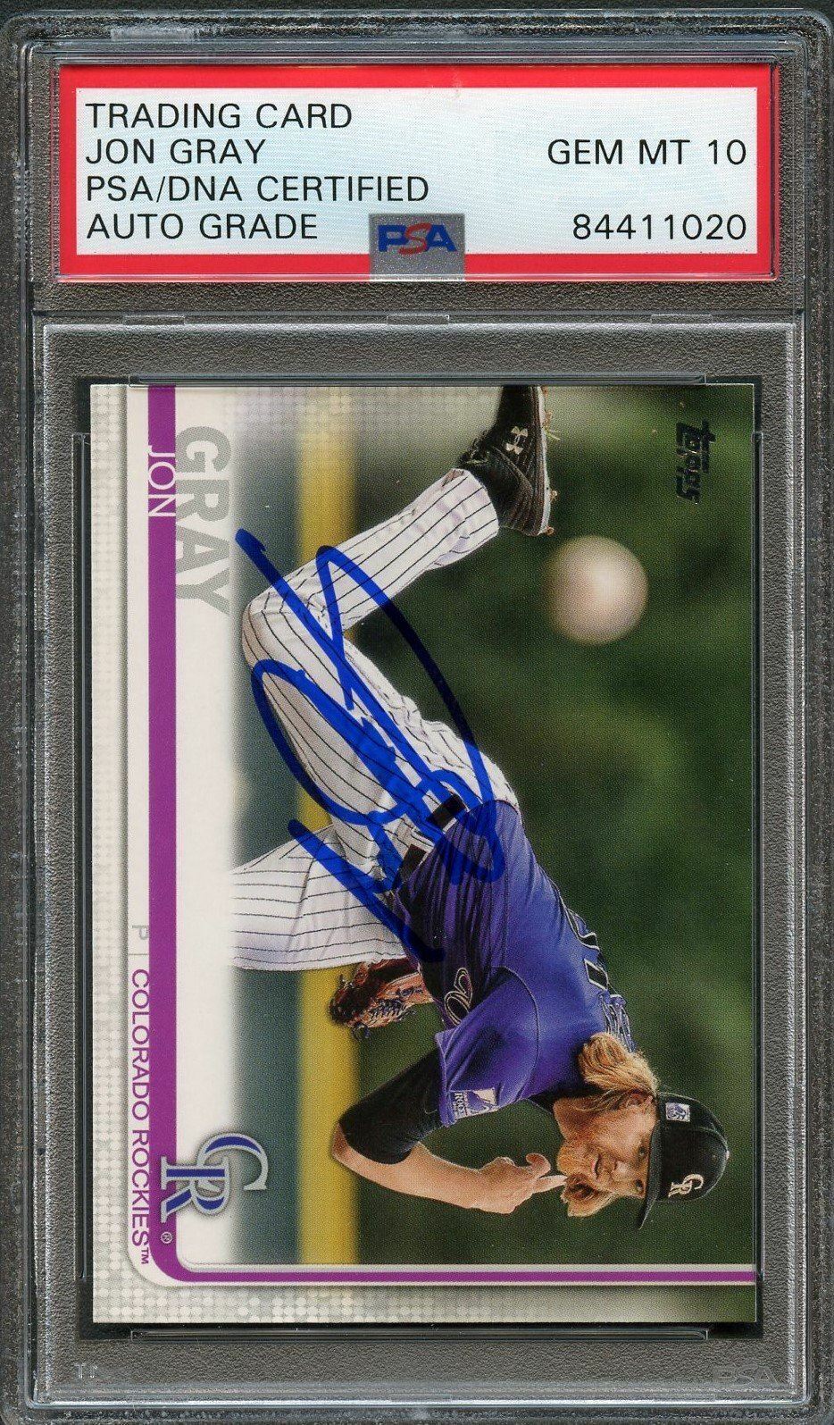 2019 Topps Series 1 #73 Jon Gray Signed Card PSA Slabbed Auto Grade 10 Rockies