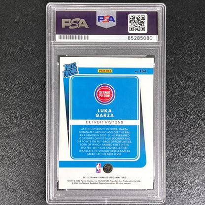 2021-22 Panini Donruss Optic Rated Rookie #164 Luka Garza Signed Card AUTO PSA S