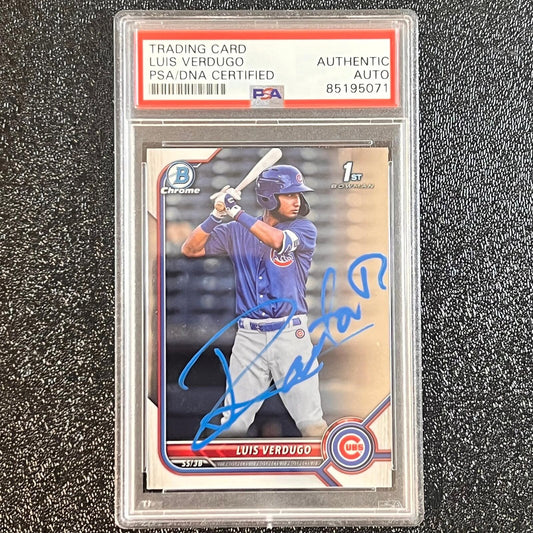 2022 Topps Bowman #BP-147 Luis Verdugo Signed Card AUTO PSA Slabbed Cubs